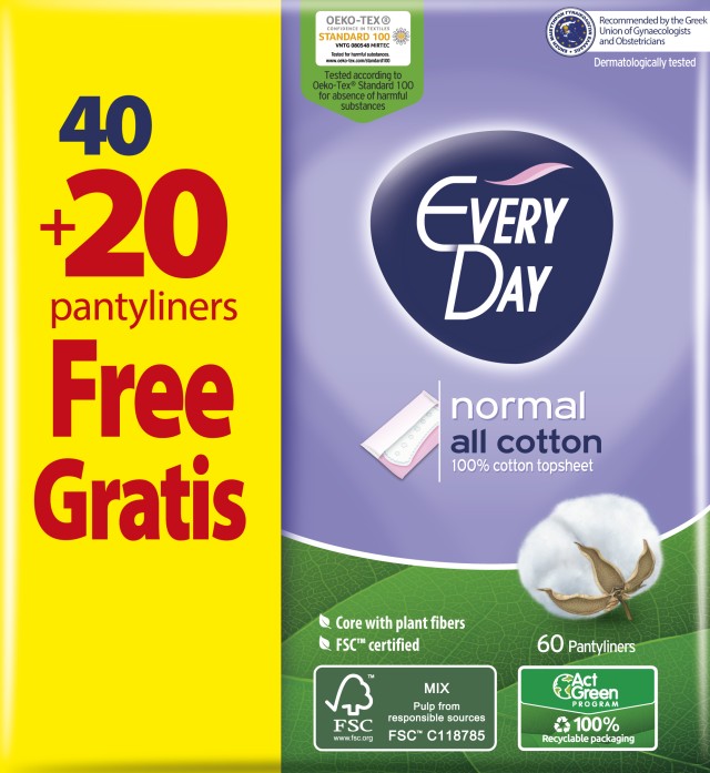 EveryDay Normal All Cotton Σερβιετάκια Economy Pack (40 & 20τμχ) 60τμχ