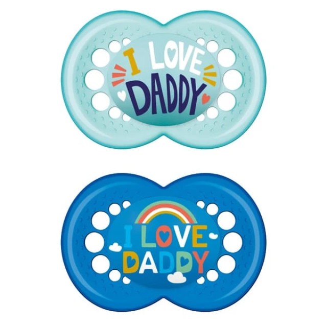 Mam I Love Daddy Turquoise/Blue Ορθοδοντικές Πιπίλες Σιλικόνης για ...