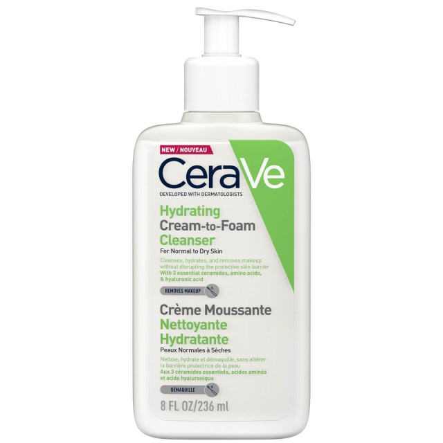 CeraVe Αφρώδης Κρέμα Καθαρισμού Προσώπου Για Κανονικό εώς Ξηρό Δέρμα, 236ml