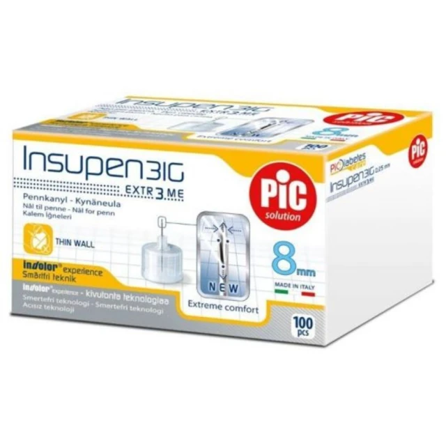 PiC Solution Insupen Insulin Needles 31G x 8mm, 100 Pieces