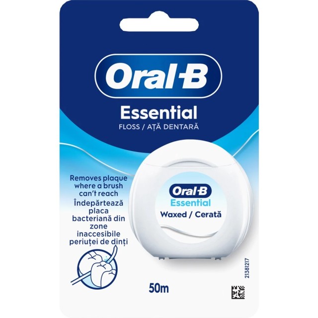 Oral-B Essential Floss 50m Κηρωμένο Οδοντικό Νήμα Χωρίς Γεύση, 1τμχ