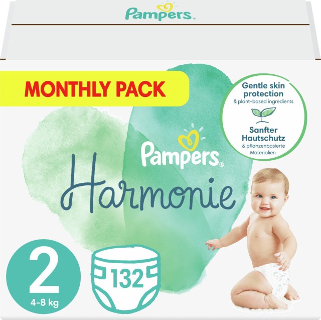 Pampers Harmonie Monthly Pack No2 (4-8kg), 132 Πάνες