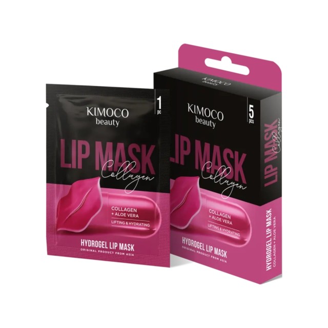 Kimoco Beauty Μάσκα Χειλιών για Σύσφιξη και Ενυδάτωση με Κολλαγόνο και Αλόη, 5τμχ