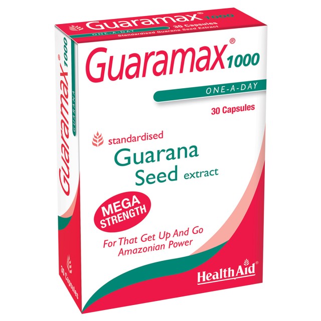 Health Aid Guaramax Guarana 1000mg Συμπλήρωμα Διατροφής με Εκχύλισμα Γκουαρανά για Τόνωση & Ενέργεια, 30 Κάψουλες