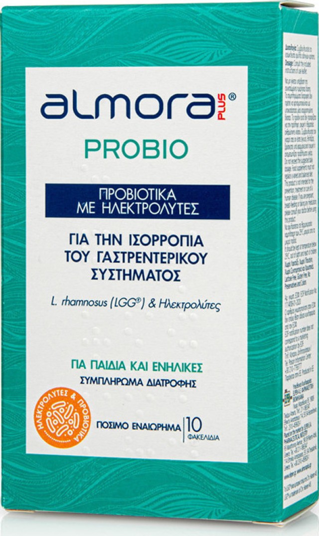 Almora Plus Probio Συμπλήρωμα Προβιοτικών Με Ηλεκτρολύτες Για Παιδιά και Ενήλικες, 10 Φακελίσκοι
