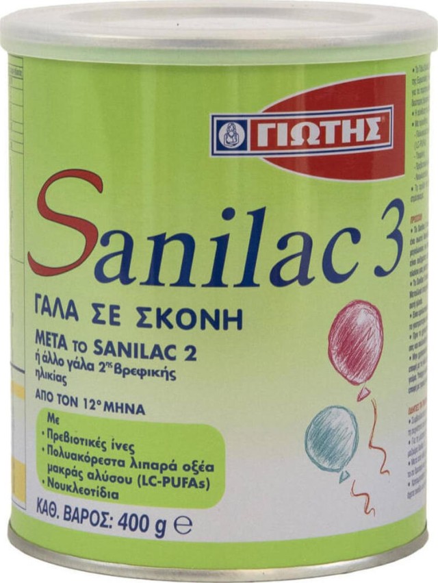 Γιώτης Sanilac 3 Βρεφικό Γάλα σε Σκόνη από τον 12ο Μήνα, 400gr
