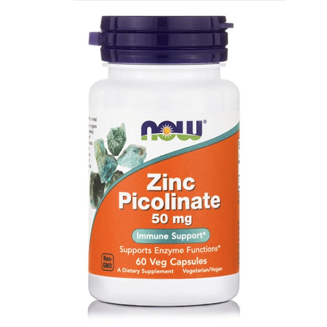 Now Foods Zinc Picolinate 50 mg Συμπλήρωμα Διατροφής με Ψευδάργυρο, 60 Κάψουλες