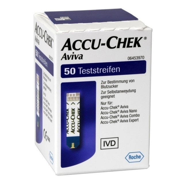 Accu-Chek Aviva Strips Ταινίες Μέτρησης Σακχάρου, 50 Τεμάχια