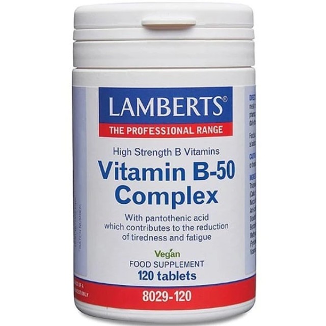 Lamberts Vitamin B 50 Complex 50mg Πλήρες σύμπλεγμα Βιταμινών Β, 12...