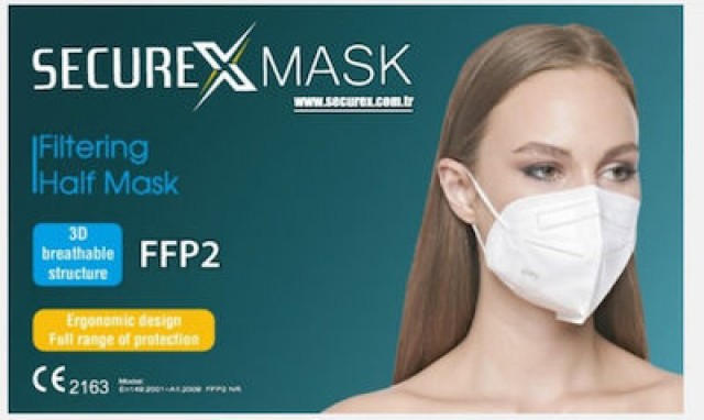 SecureX Filtering Half Μάσκα Προστασίας FFP2 σε Λευκό χρώμα 1 Τεμάχιο
