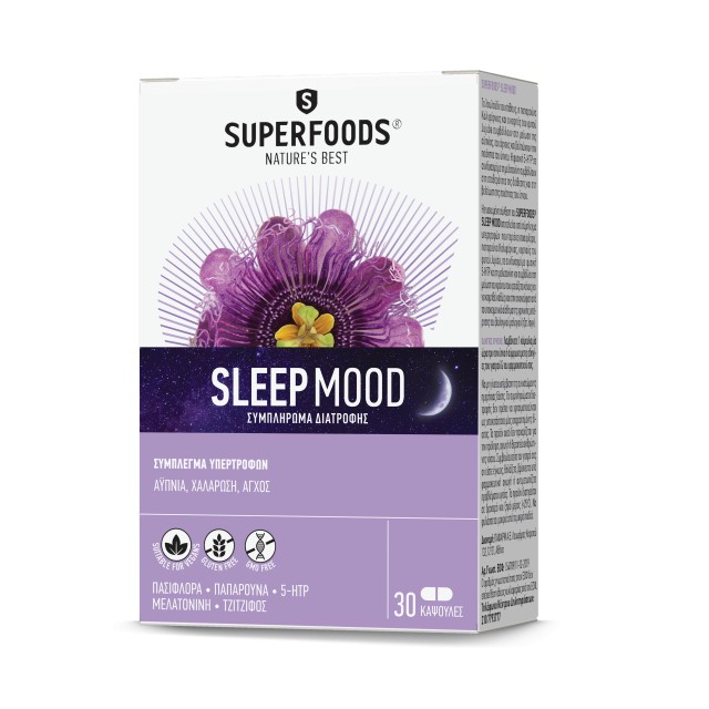 Superfoods Sleep Mood Συμπλήρωμα Για Την Αϋπνία, 30 Κάψουλες