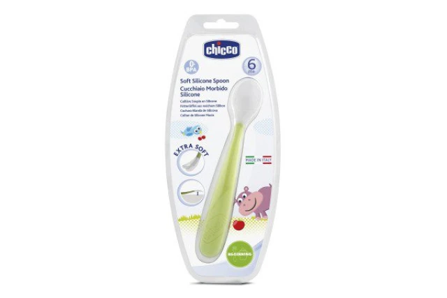 Chicco Baby Silicone Spoon Green for 6+ months 1pc