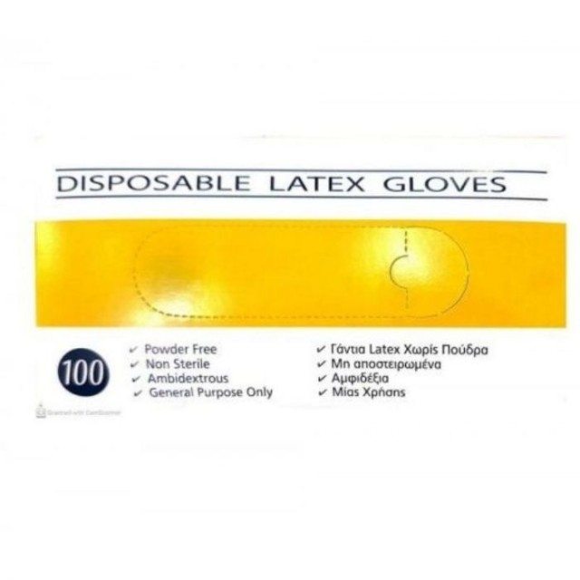 Latex Gloves Γάντια Λάτεξ Μιας Χρήσης Χωρίς Πούδρα Large 100τμχ