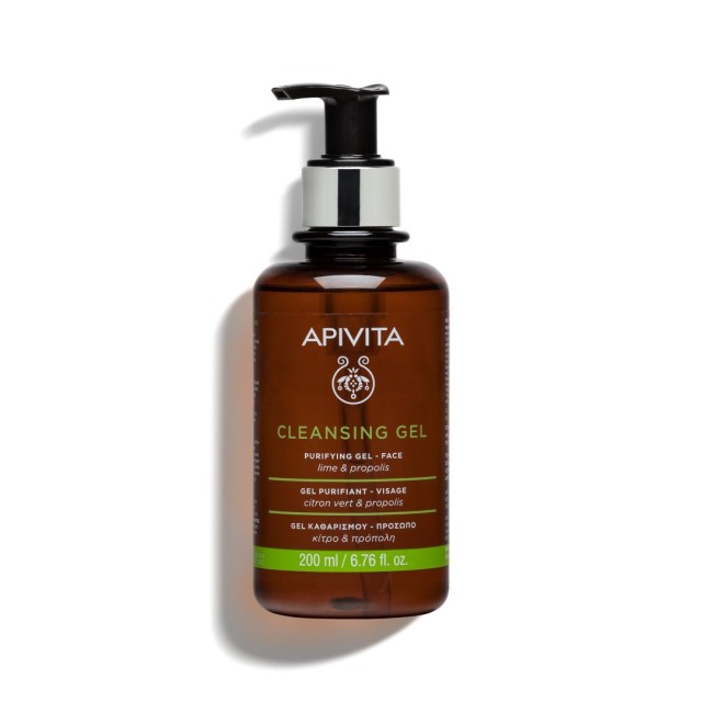 Apivita Cleansing Gel Καθαρισμού Λιπαρές Και Μεικτές Επιδερμίδες με Πρόπολη & Lime, 200ml