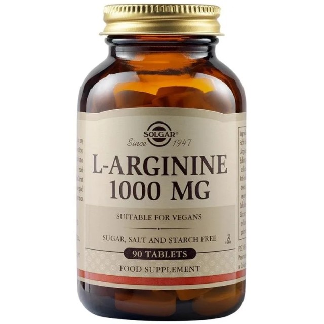 Solgar L-Arginine 1000mg Συμπλήρωμα Διατροφής με Αργινίνη, 90 Ταμπλ...