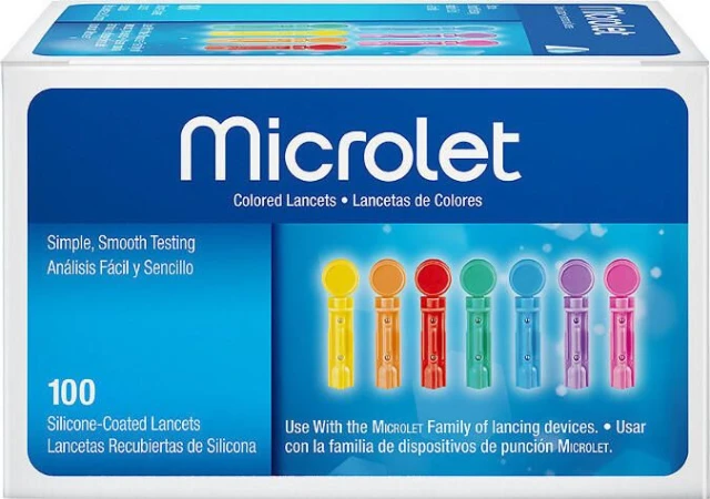 Bayer Microlet Colored Lancets 100 Pieces