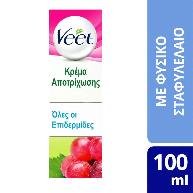 Veet Natural Inspirations Cream Κρέμα Αποτρίχωσης με Σπόρους Σταφυλιού για Όλους τους Τύπους Επιδερμίδας 100ml