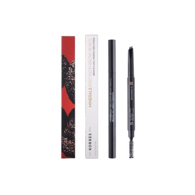 Korres Minerals Precision Brow Pencil No02 Medium Shade Μηχανικό Μολύβι Φρυδιών 2 Όψεων Μεσαία Απόχρωση 2gr