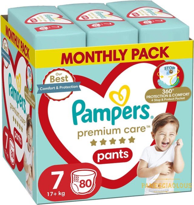 Pampers Premium Care Πάνες Βρακάκι No 7 Monthly Pack (17kg+), 80τμχ