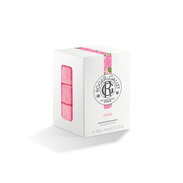 Roger & Gallet Rose Soap Μπάρες Σαπουνιών Για Σώμα Και Χέρια, 3x100gr