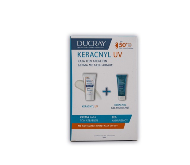 Ducray Keracnyl UV SPF50+ 50ml & ΔΩΡΟ Ducray Keracnyl Αφρίζον Ζελ Καθαρισμού για Δέρμα με τάση ακμής 40ml
