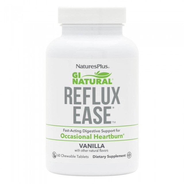 Natures Plus GI Natural Reflux Ease Vanilla, 60 Chewable Tablets
