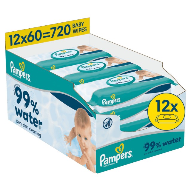 Pampers Wipes Aqua 99% Water Μωρομάντηλα με 99% Νερό χωρίς Οινόπνευ...