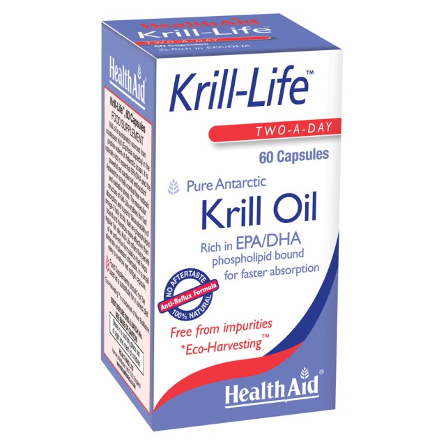 Health Aid Krill-Life Oil 500mg Συμπλήρωμα Διατροφής για την Υγιή Καρδιακή & Εγκεφαλική Λειτουργία, 60 Κάψουλες