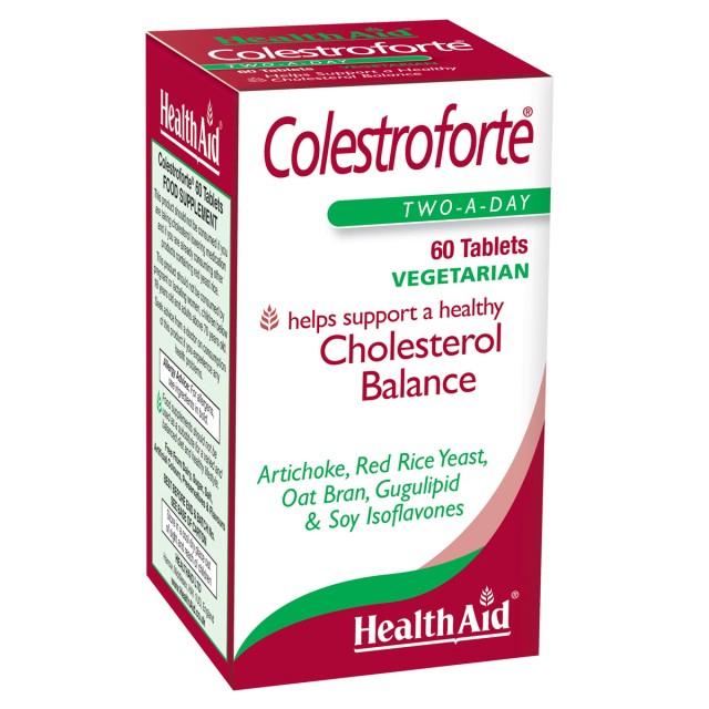 Health Aid Colestroforte Συμπλήρωμα Διατροφής με Κόκκινη Μαγιά Ρυζιού, Φυτοστερόλες, Ίνες Βρώμης & Βότανα για Διατήρηση της Χοληστερόλης σε Υγιή Επίπεδα, 60 Ταμπλέτες