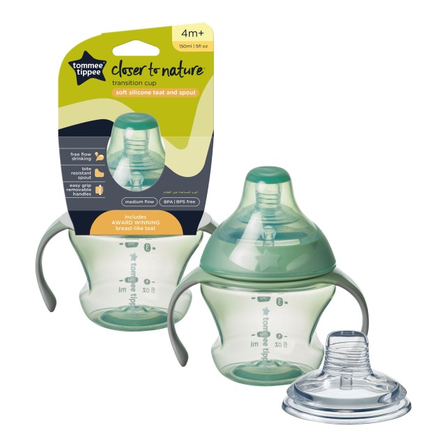 Tommee Tippee Εκπαιδευτικό Κύπελλο με Λαβές και Στόμιο Green 4m+, 150ml