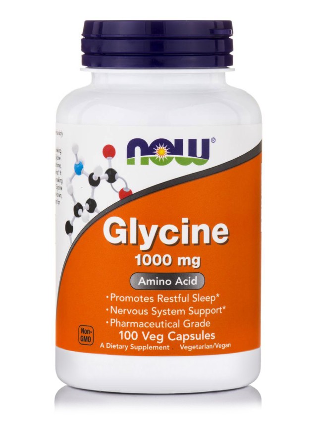 Now Foods Glycine 1000mg Συμπλήρωμα Διατροφής που Συμβάλει στην Παραγωγή Ενέργειας του Οργανισμού, 100 Kάψουλες