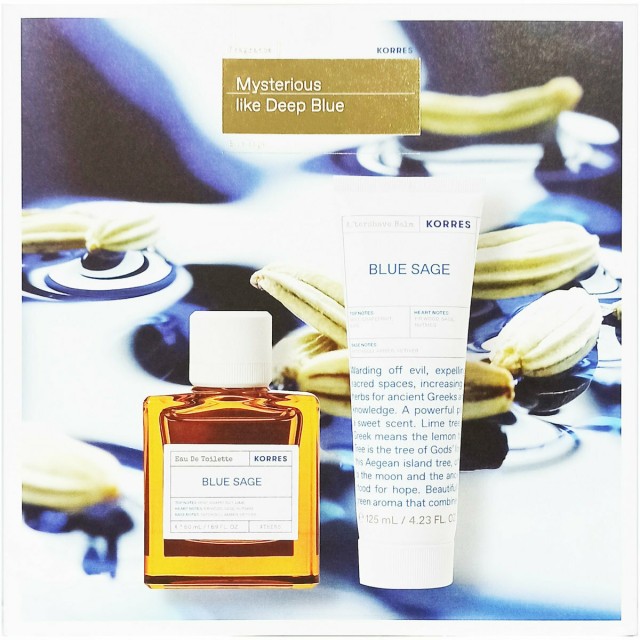 Korres Mysterious Like Deep Blue Sage Set με Ανδρικό Άρωμα, 50ml & Aftershave Balm για Μετά το Ξύρισμα, 125ml