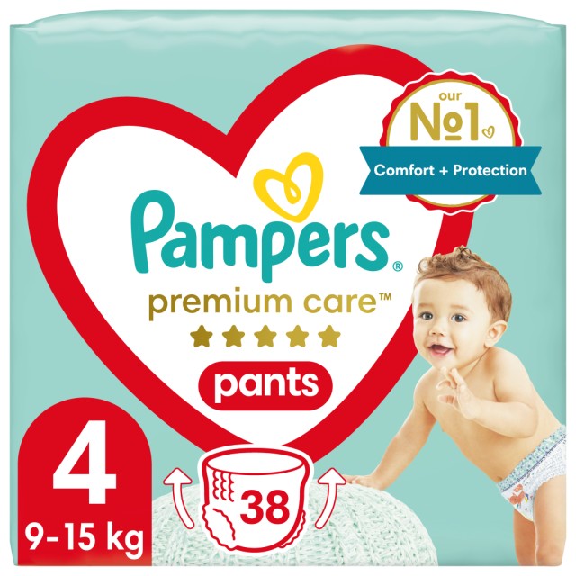 Pampers Premium Care Pants No.4 (9-15kg) Πάνες Βρακάκι, 38τμχ