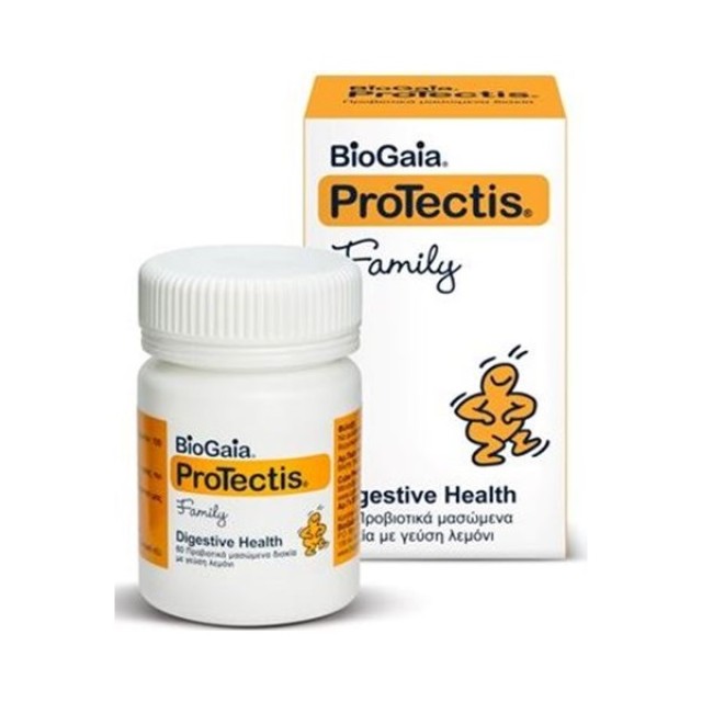 BioGaia Protectis Family με Γεύση Λεμόνι, 60 Μασώμενες Ταμπλέτες