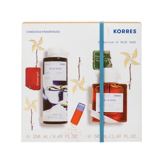 Korres Promo 1+1 Blue Sage Ανδρικό Αφρόλουτρο, 250ml + Blue Sage Eau De Toilette Ανδρικό Άρωμα, 50ml