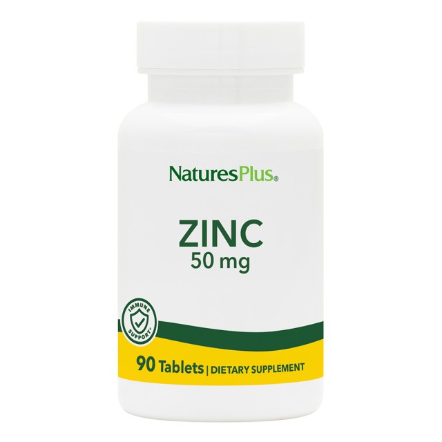 Natures Plus Zinc 50mg Συμπλήρωμα Διατροφής Ψευδάργυρου, 90 Ταμπλέτες