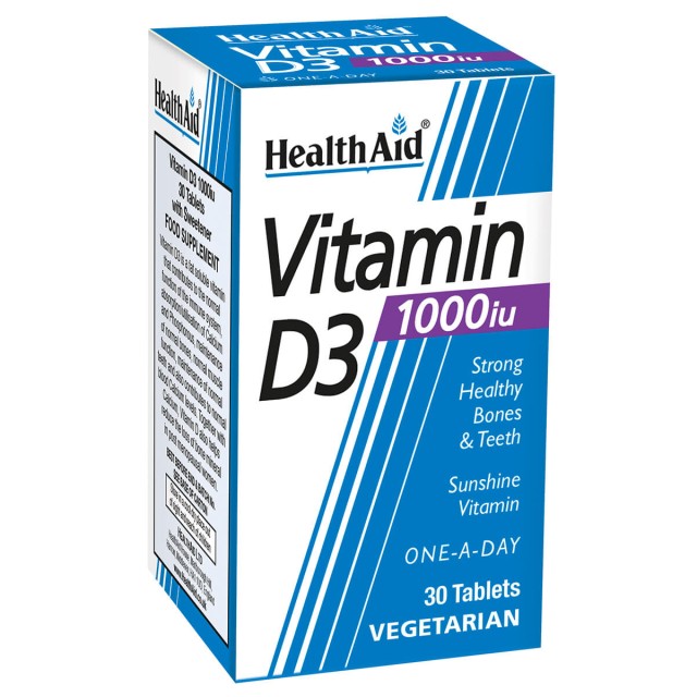 Health Aid Vitamin D3 1000 iu Συμπλήρωμα Διατροφής με Βιταμίνης D3, 30 Ταμπλέτες
