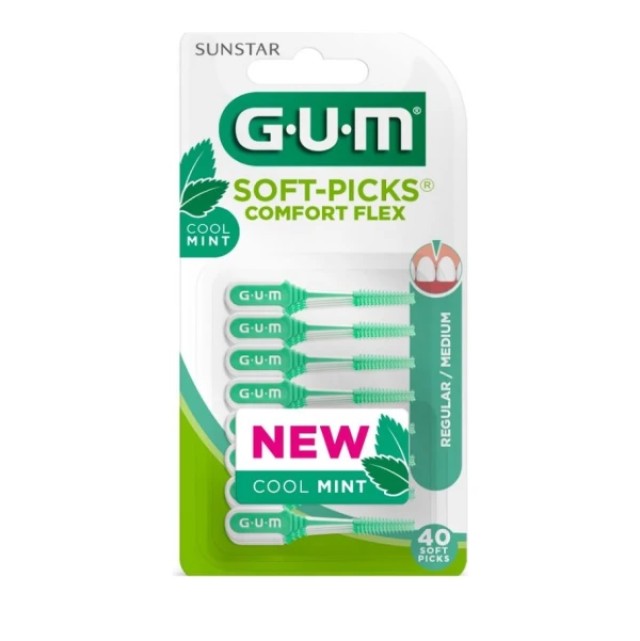 Gum Soft Picks Comfort Flex Cool Mint (670) Medium Μεσοδόντια Βουρτ...