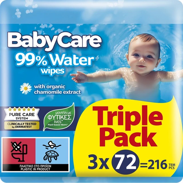 BabyCare 99% Water Μωρομάντηλα ,3X72 τμχ