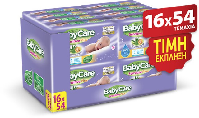Babycare Sensitive Plus Supervalue Pack Μωρομάντηλα, 16x54 Τεμάχια