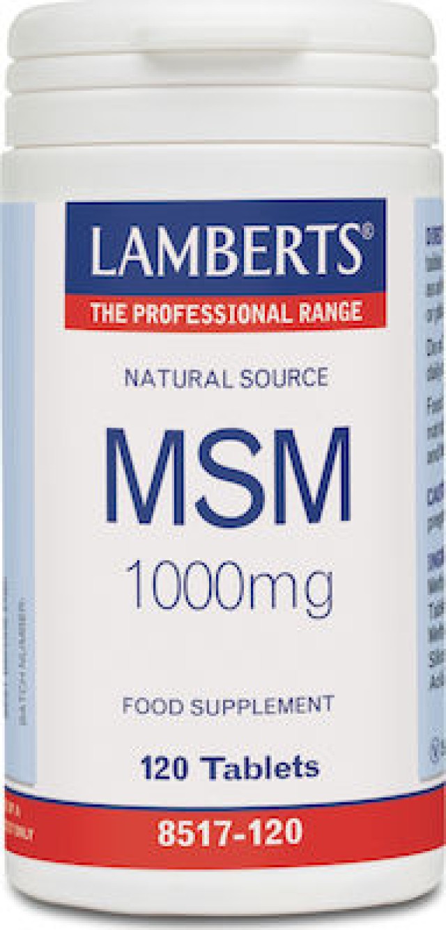 Lamberts Msm 1000mg Συμπλήρωμα Διατροφής με Οργανικό Θείο για τη Διατήρηση της Φυσιολογικής Λειτουργίας των Αρθρώσεων, 120 Ταμπλέτες