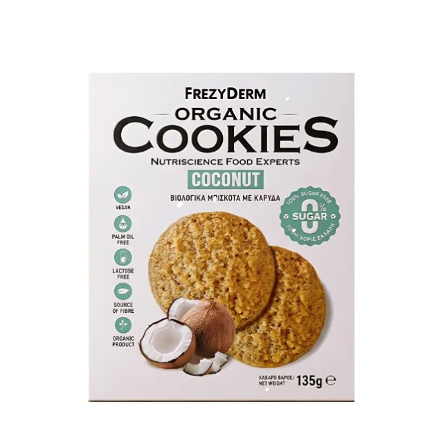 Frezyderm Organic Cookies Coconut Βιολογικά Μπισκότα χωρίς Ζάχαρη, ...