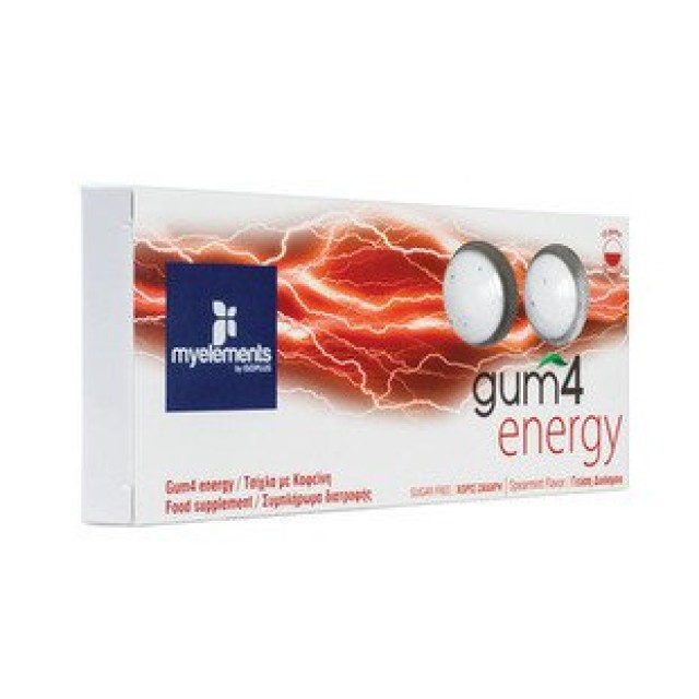 My Elements Gum 4 Energy Λειτουργική τσίχλα Με Καφεΐνη Για Αύξηση Της Ενέργειας Με Γεύση Δυόσμου, 10 τεμάχια