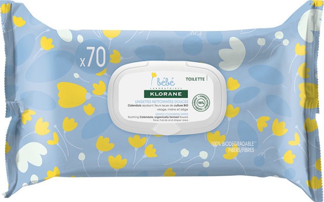 Klorane Bebe Lingettes Nettoyantes Douceur Μωρομάντηλα, 70 Τεμάχια