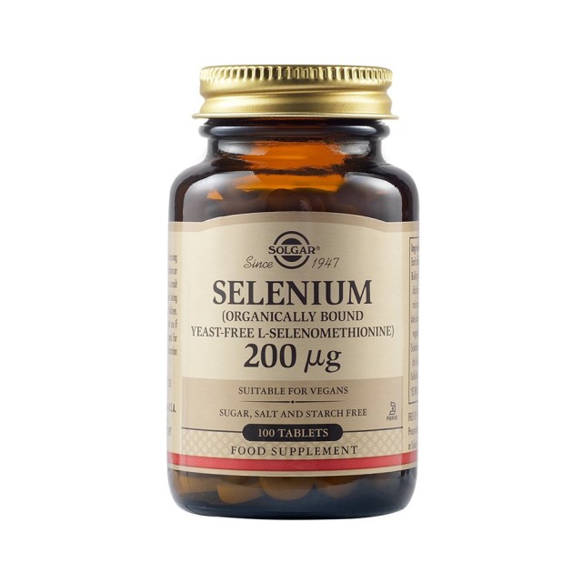 Solgar Selenium 200μg Συμπλήρωμα Διατροφής με Σελήνιο, 100 Ταμπλέτες