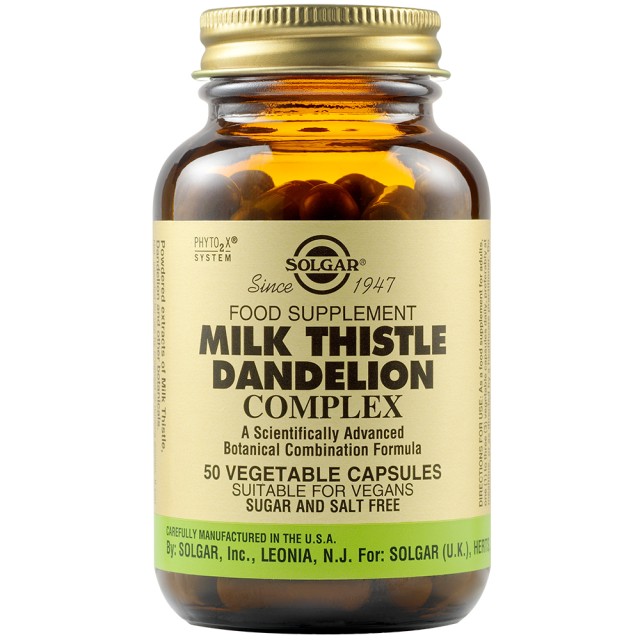 Solgar Milk Thistle - Dandelion Complex Συμπλήρωμα Για Το Πεπτικό Σύστημα 50 Φυτικές Κάψουλες