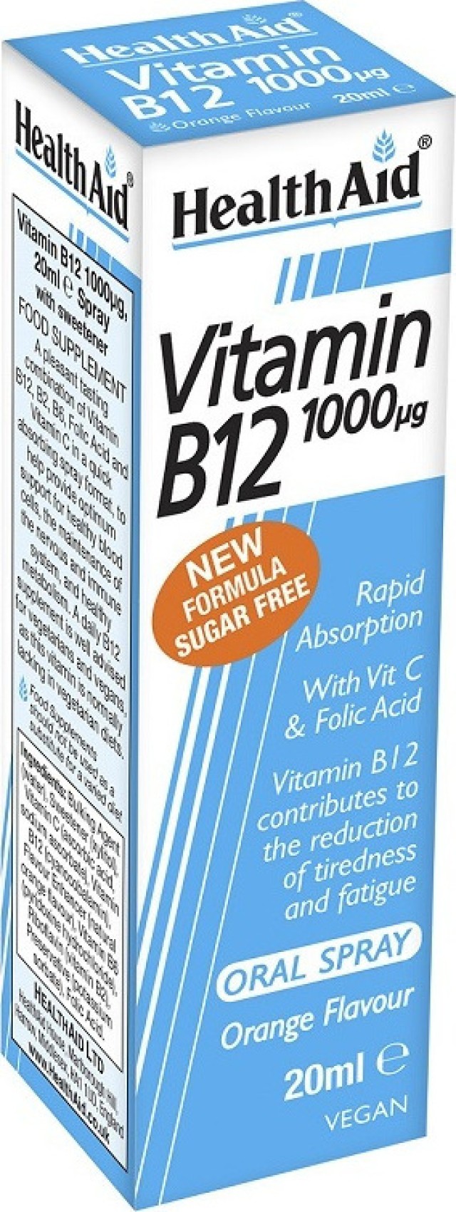 Health Aid Vitamin B12 1000mcg Oral Spray Βιταμίνη Β12 Με Γεύση Πορτοκάλι, 20ml