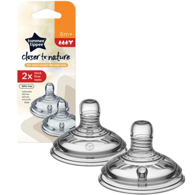 Tommee Tippee Closer to Nature Thick Feed Teats 42214276 6m+ Θηλές ...