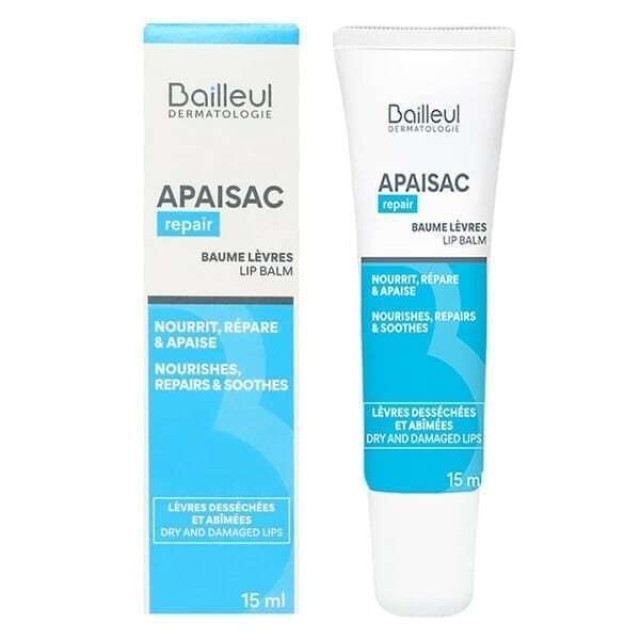 Bailleul Dermatologie Promo Apaisac Repair Lip Balm Επανορθωτικό για Ξηρά & Σκασμένα Χείλη, 15ml