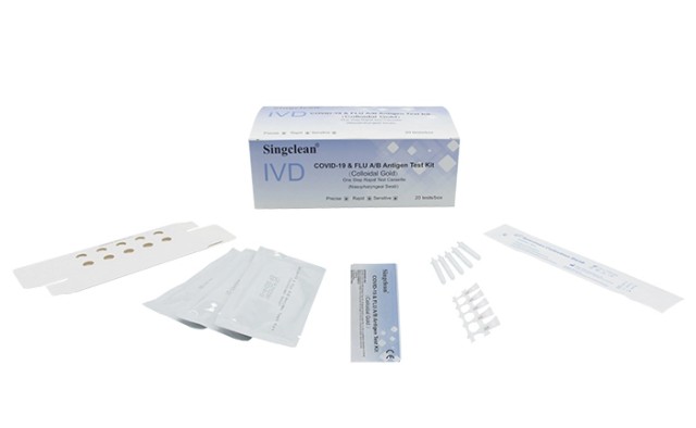 Singclean IVD Covid-19 & Flu A/B Antigen Test Kit Colloidal Gold, 20 τεμάχια